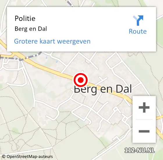 Locatie op kaart van de 112 melding: Politie Berg en Dal op 13 augustus 2020 14:32