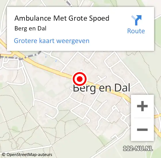 Locatie op kaart van de 112 melding: Ambulance Met Grote Spoed Naar Berg en Dal op 13 augustus 2020 14:33