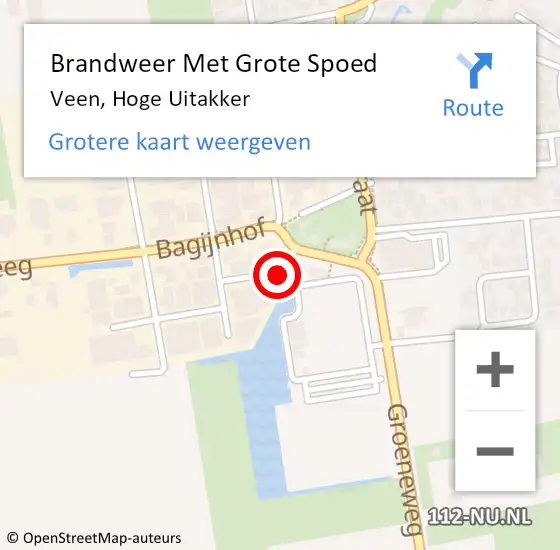 Locatie op kaart van de 112 melding: Brandweer Met Grote Spoed Naar Veen, Hoge Uitakker op 13 augustus 2020 16:18