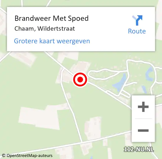 Locatie op kaart van de 112 melding: Brandweer Met Spoed Naar Chaam, Wildertstraat op 13 augustus 2020 16:56