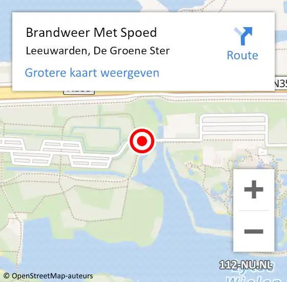 Locatie op kaart van de 112 melding: Brandweer Met Spoed Naar Leeuwarden, De Groene Ster op 13 augustus 2020 17:09