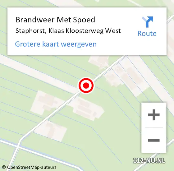 Locatie op kaart van de 112 melding: Brandweer Met Spoed Naar Staphorst, Klaas Kloosterweg West op 13 augustus 2020 17:39