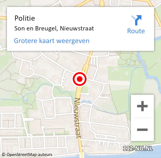 Locatie op kaart van de 112 melding: Politie Son en Breugel, Nieuwstraat op 13 augustus 2020 17:41