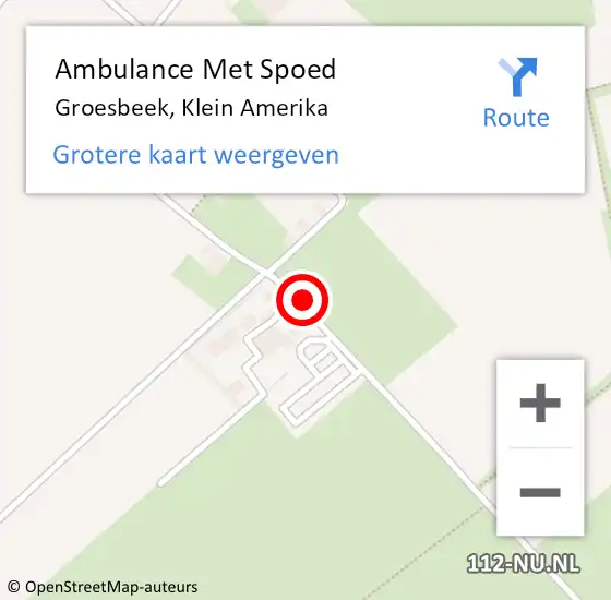 Locatie op kaart van de 112 melding: Ambulance Met Spoed Naar Groesbeek, Klein Amerika op 13 augustus 2020 17:49