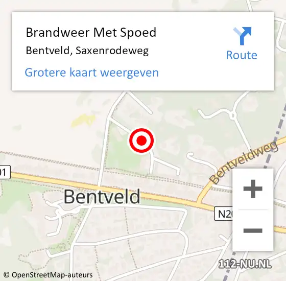 Locatie op kaart van de 112 melding: Brandweer Met Spoed Naar Bentveld, Saxenrodeweg op 13 augustus 2020 17:58