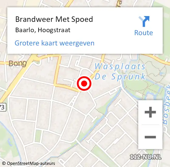 Locatie op kaart van de 112 melding: Brandweer Met Spoed Naar Baarlo, Hoogstraat op 13 augustus 2020 18:01