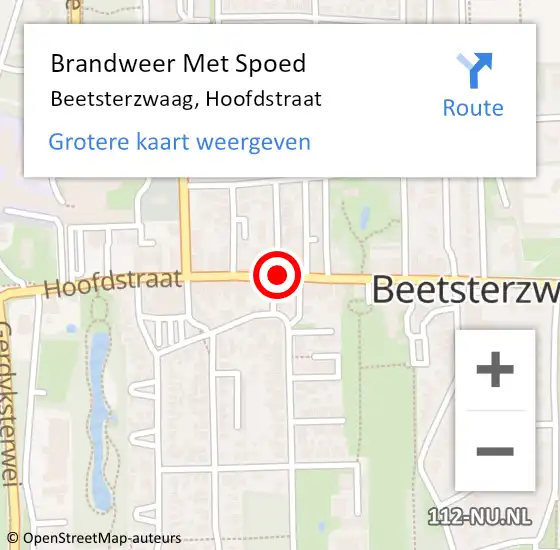 Locatie op kaart van de 112 melding: Brandweer Met Spoed Naar Beetsterzwaag, Hoofdstraat op 13 augustus 2020 18:33