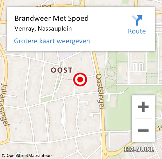 Locatie op kaart van de 112 melding: Brandweer Met Spoed Naar Venray, Nassauplein op 13 augustus 2020 19:40