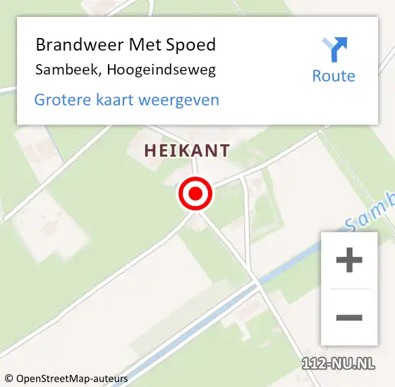 Locatie op kaart van de 112 melding: Brandweer Met Spoed Naar Sambeek, Hoogeindseweg op 13 augustus 2020 20:11