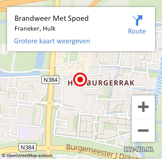 Locatie op kaart van de 112 melding: Brandweer Met Spoed Naar Franeker, Hulk op 13 augustus 2020 20:45