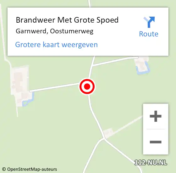 Locatie op kaart van de 112 melding: Brandweer Met Grote Spoed Naar Garnwerd, Oostumerweg op 13 augustus 2020 22:07