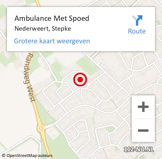 Locatie op kaart van de 112 melding: Ambulance Met Spoed Naar Nederweert, Stepke op 15 mei 2014 19:10