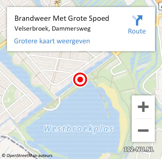 Locatie op kaart van de 112 melding: Brandweer Met Grote Spoed Naar Velserbroek, Dammersweg op 14 augustus 2020 00:44