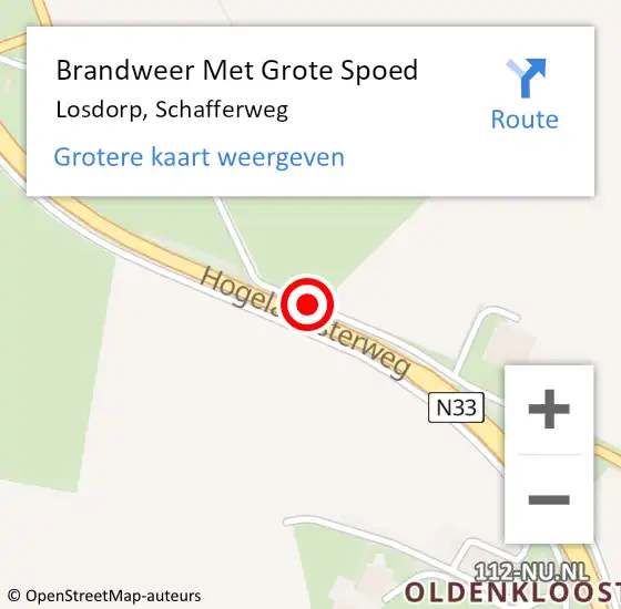 Locatie op kaart van de 112 melding: Brandweer Met Grote Spoed Naar Losdorp, Schafferweg op 14 augustus 2020 01:40