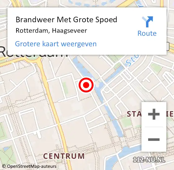 Locatie op kaart van de 112 melding: Brandweer Met Grote Spoed Naar Rotterdam, Haagseveer op 14 augustus 2020 01:46