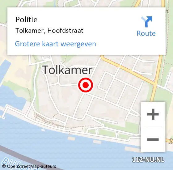 Locatie op kaart van de 112 melding: Politie Tolkamer, Hoofdstraat op 14 augustus 2020 01:58