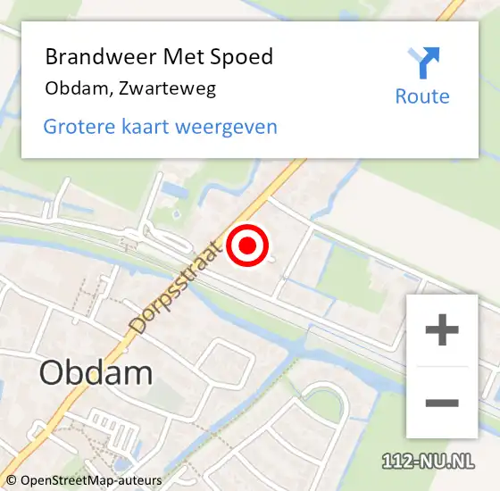 Locatie op kaart van de 112 melding: Brandweer Met Spoed Naar Obdam, Zwarteweg op 14 augustus 2020 02:10