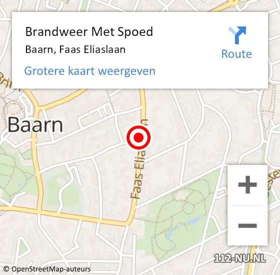 Locatie op kaart van de 112 melding: Brandweer Met Spoed Naar Baarn, Faas Eliaslaan op 14 augustus 2020 03:16