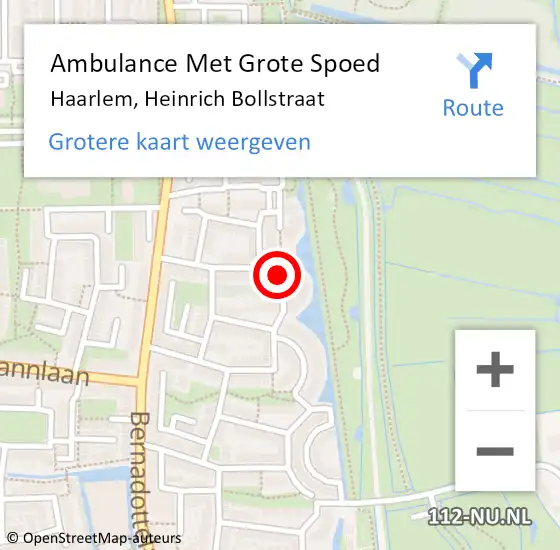 Locatie op kaart van de 112 melding: Ambulance Met Grote Spoed Naar Haarlem, Heinrich Bollstraat op 14 augustus 2020 04:11