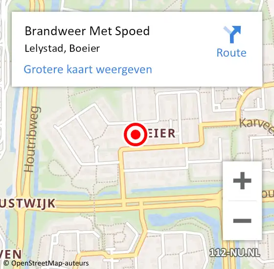 Locatie op kaart van de 112 melding: Brandweer Met Spoed Naar Lelystad, Boeier op 14 augustus 2020 05:44