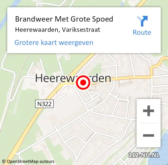 Locatie op kaart van de 112 melding: Brandweer Met Grote Spoed Naar Heerewaarden, Variksestraat op 15 mei 2014 19:44