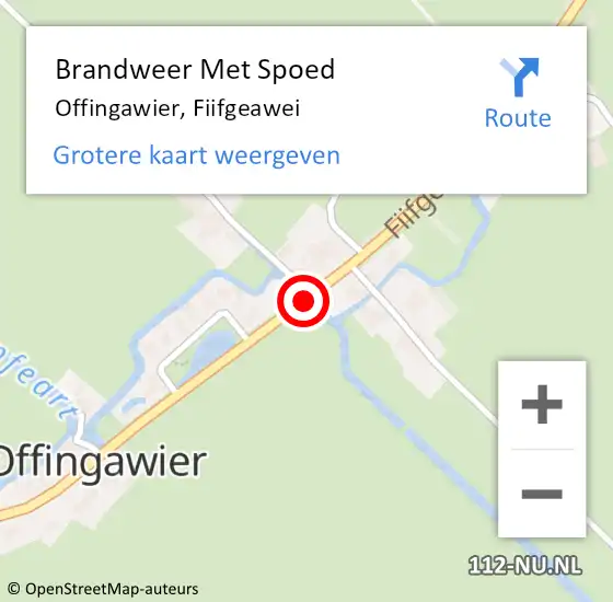 Locatie op kaart van de 112 melding: Brandweer Met Spoed Naar Offingawier, Fiifgeawei op 14 augustus 2020 07:19