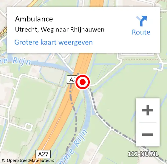 Locatie op kaart van de 112 melding: Ambulance Utrecht, Weg naar Rhijnauwen op 14 augustus 2020 07:36