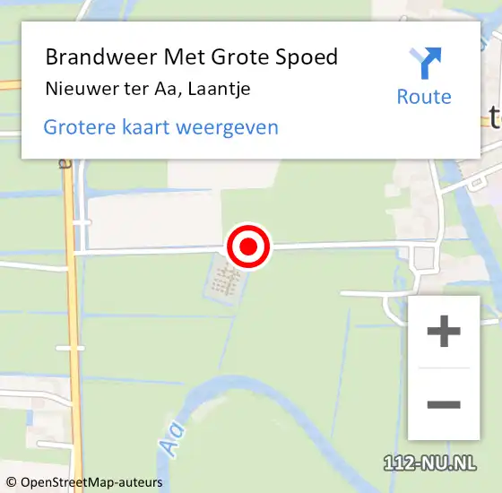 Locatie op kaart van de 112 melding: Brandweer Met Grote Spoed Naar Nieuwer ter Aa, Laantje op 14 augustus 2020 07:53