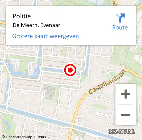 Locatie op kaart van de 112 melding: Politie De Meern, Evenaar op 14 augustus 2020 08:01