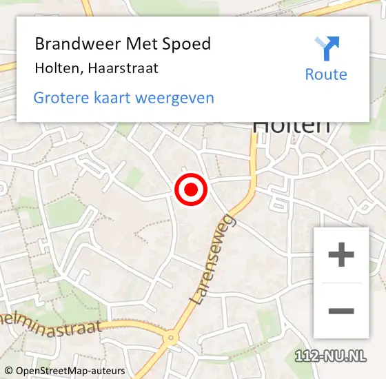 Locatie op kaart van de 112 melding: Brandweer Met Spoed Naar Holten, Haarstraat op 14 augustus 2020 08:12
