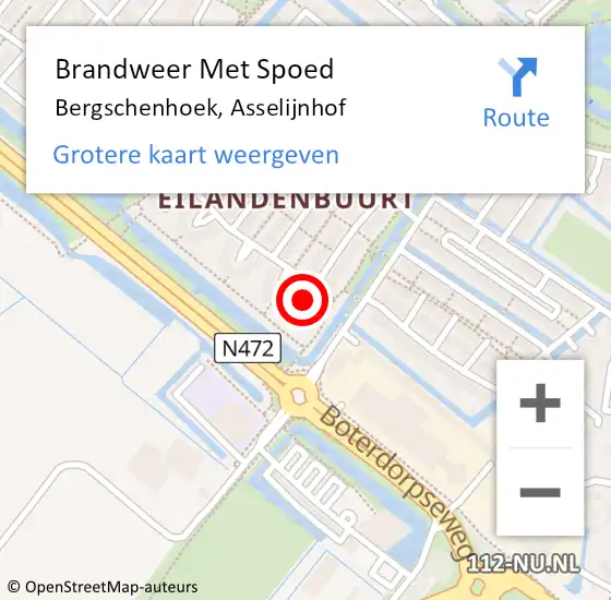 Locatie op kaart van de 112 melding: Brandweer Met Spoed Naar Bergschenhoek, Asselijnhof op 14 augustus 2020 08:52