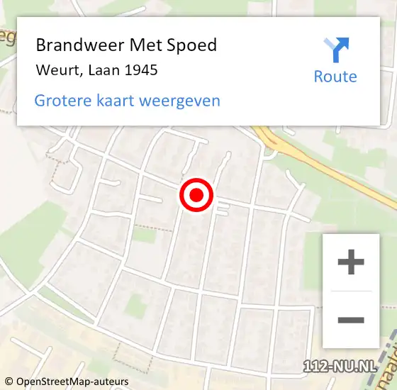 Locatie op kaart van de 112 melding: Brandweer Met Spoed Naar Weurt, Laan 1945 op 14 augustus 2020 09:21