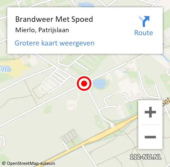 Locatie op kaart van de 112 melding: Brandweer Met Spoed Naar Mierlo, Patrijslaan op 14 augustus 2020 09:31