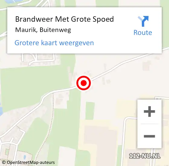 Locatie op kaart van de 112 melding: Brandweer Met Grote Spoed Naar Maurik, Buitenweg op 14 augustus 2020 09:35