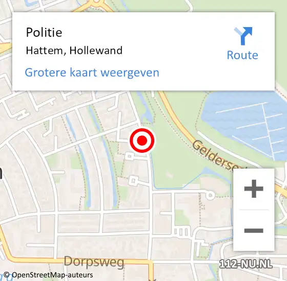 Locatie op kaart van de 112 melding: Politie Hattem, Hollewand op 14 augustus 2020 09:52