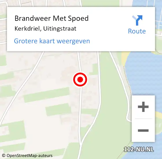 Locatie op kaart van de 112 melding: Brandweer Met Spoed Naar Kerkdriel, Uitingstraat op 14 augustus 2020 11:24