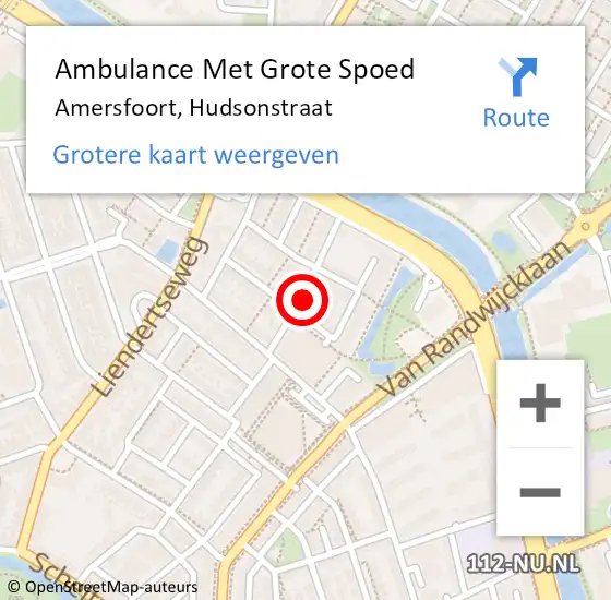 Locatie op kaart van de 112 melding: Ambulance Met Grote Spoed Naar Amersfoort, Hudsonstraat op 14 augustus 2020 11:39
