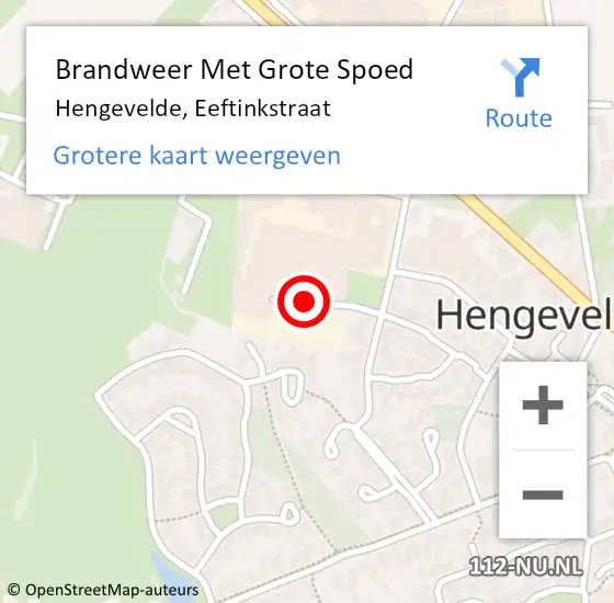 Locatie op kaart van de 112 melding: Brandweer Met Grote Spoed Naar Hengevelde, Eeftinkstraat op 15 mei 2014 20:18