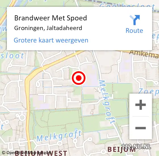 Locatie op kaart van de 112 melding: Brandweer Met Spoed Naar Groningen, Jaltadaheerd op 14 augustus 2020 12:39