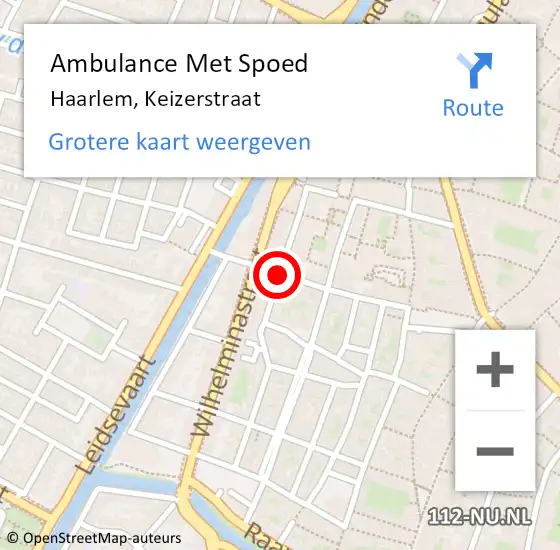 Locatie op kaart van de 112 melding: Ambulance Met Spoed Naar Haarlem, Keizerstraat op 14 augustus 2020 14:14