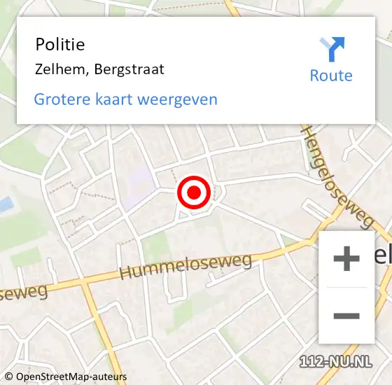 Locatie op kaart van de 112 melding: Politie Zelhem, Bergstraat op 14 augustus 2020 14:26