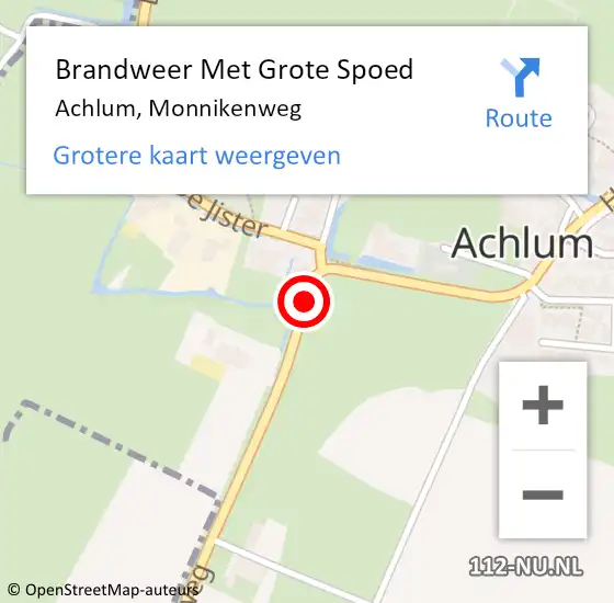 Locatie op kaart van de 112 melding: Brandweer Met Grote Spoed Naar Achlum, Monnikenweg op 14 augustus 2020 14:32