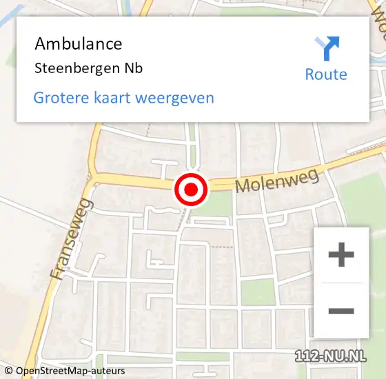 Locatie op kaart van de 112 melding: Ambulance Steenbergen Nb op 14 augustus 2020 14:34