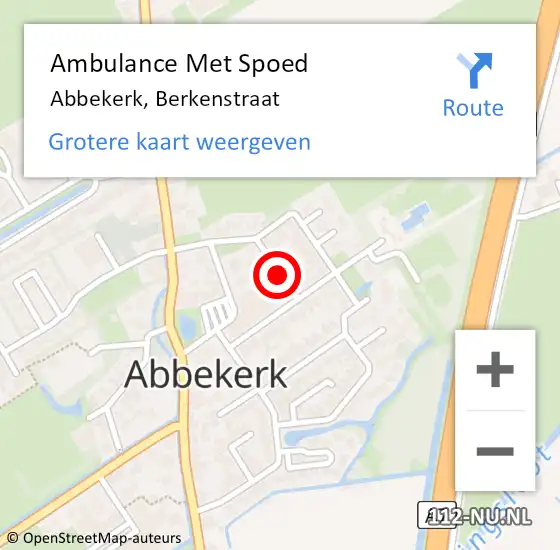 Locatie op kaart van de 112 melding: Ambulance Met Spoed Naar Abbekerk, Berkenstraat op 14 augustus 2020 16:16