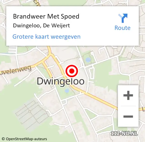 Locatie op kaart van de 112 melding: Brandweer Met Spoed Naar Dwingeloo, De Weijert op 14 augustus 2020 17:11