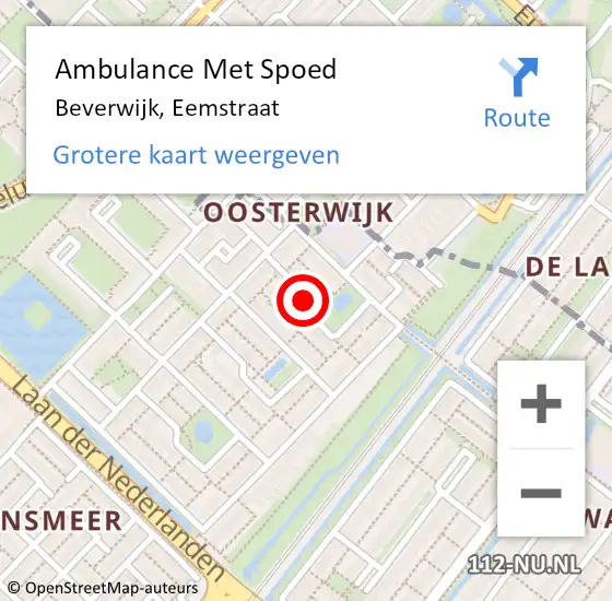 Locatie op kaart van de 112 melding: Ambulance Met Spoed Naar Beverwijk, Eemstraat op 14 augustus 2020 17:39