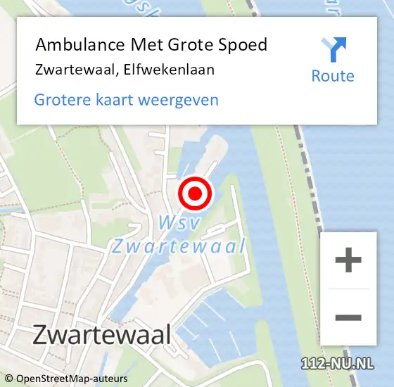 Locatie op kaart van de 112 melding: Ambulance Met Grote Spoed Naar Zwartewaal, Elfwekenlaan op 14 augustus 2020 18:01