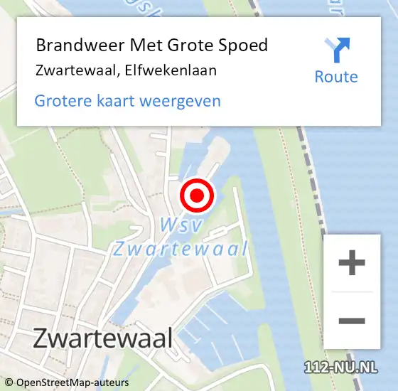 Locatie op kaart van de 112 melding: Brandweer Met Grote Spoed Naar Zwartewaal, Elfwekenlaan op 14 augustus 2020 18:06