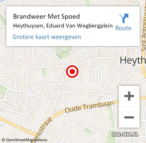 Locatie op kaart van de 112 melding: Brandweer Met Spoed Naar Heythuysen, Eduard Van Wegbergplein op 14 augustus 2020 18:22