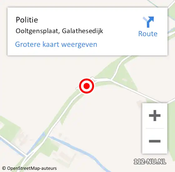 Locatie op kaart van de 112 melding: Politie Ooltgensplaat, Galathesedijk op 14 augustus 2020 18:34